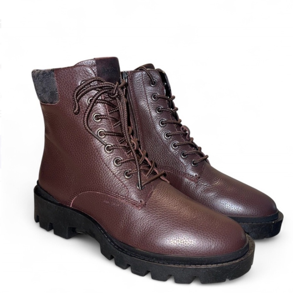 Coach Brown Leather Lace-Up Boots